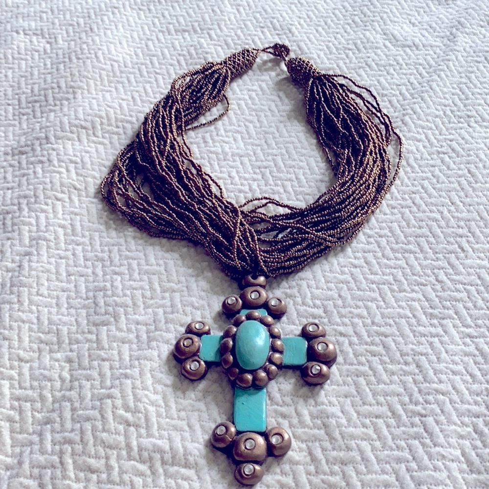 Sookie Sookie Turquoise Clay Cross Necklace